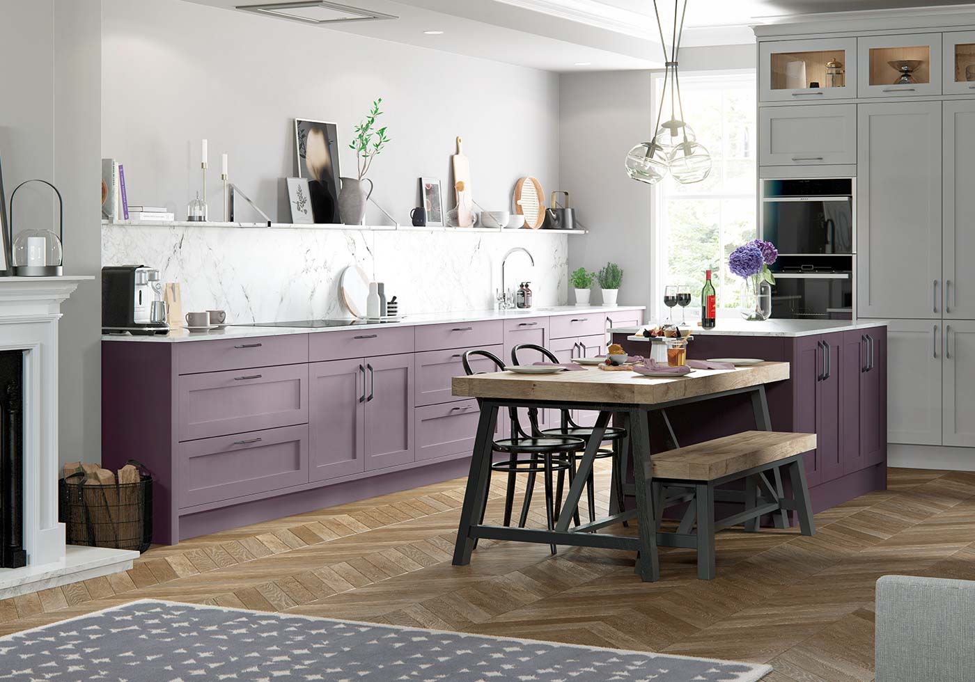 Unique Purple Kitchens Pictures for Large Space