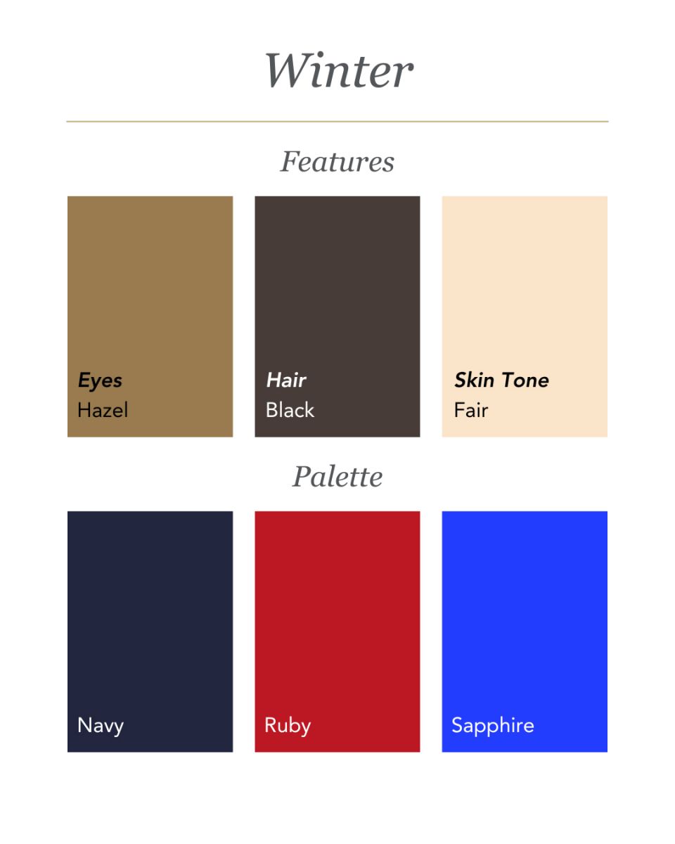 Winter colour analysis palette