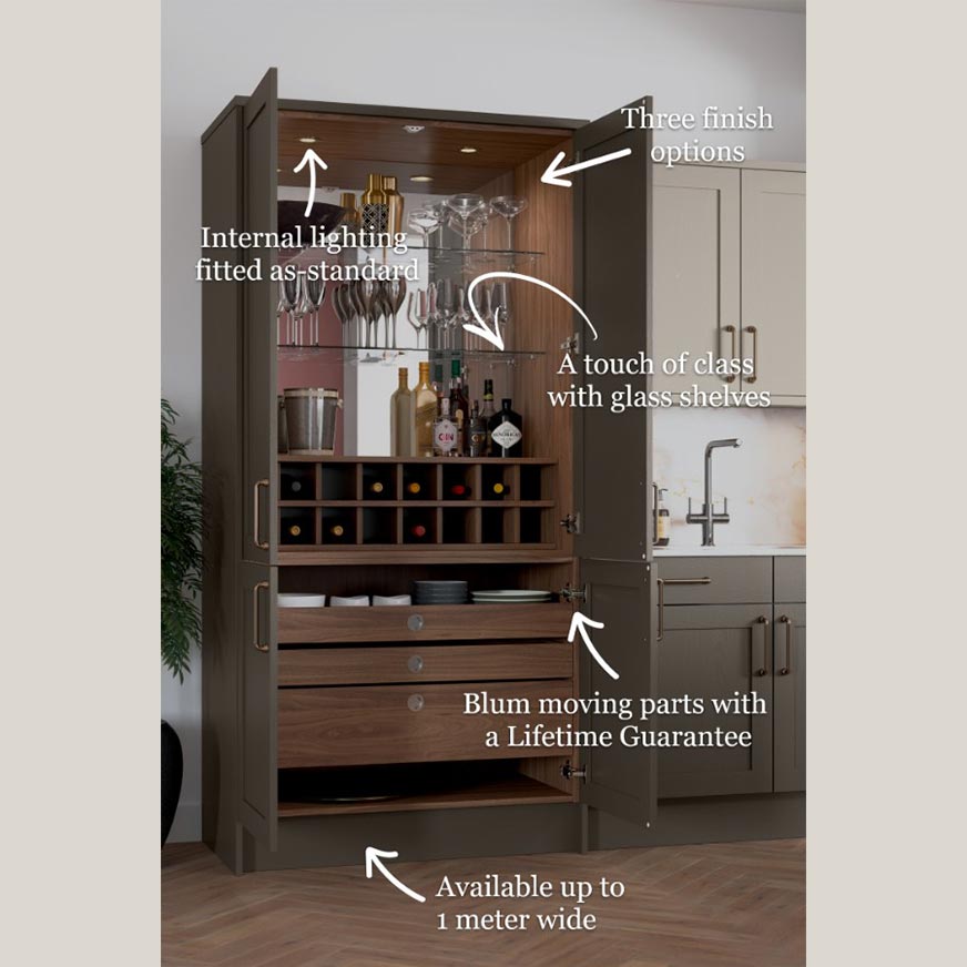 The features of the Masterclass Drinks Cabinet