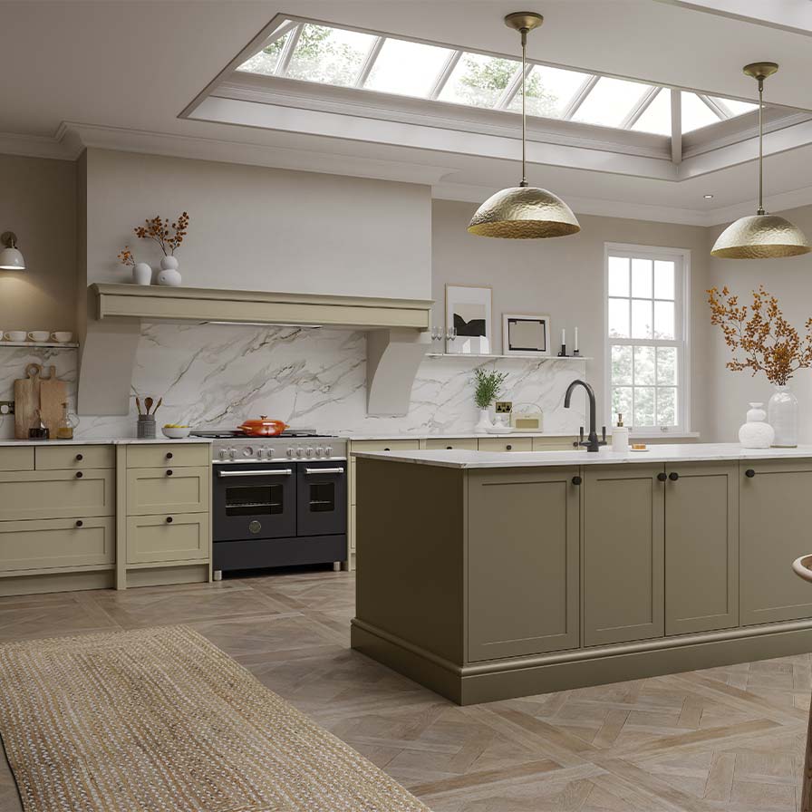 Country shaker kitchen in sage green