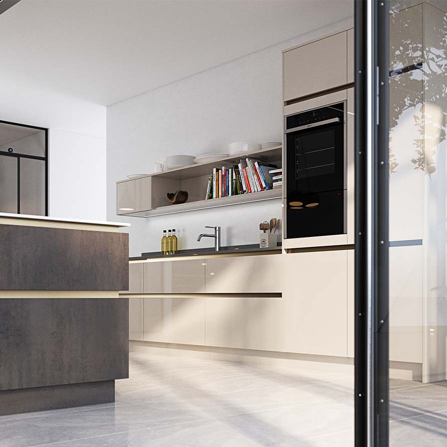 Gloss handleless kitchen