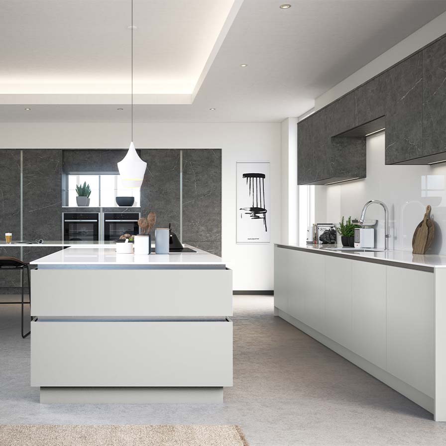 Grey handleless kitchen