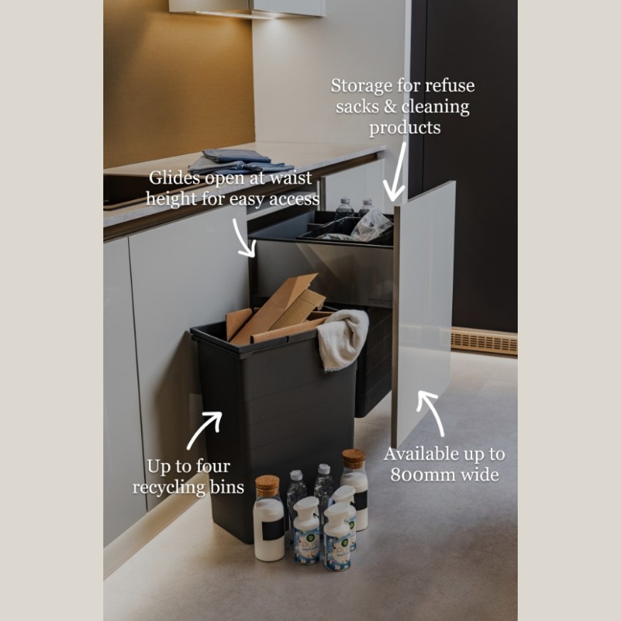 Integrated kitchen bin storage system