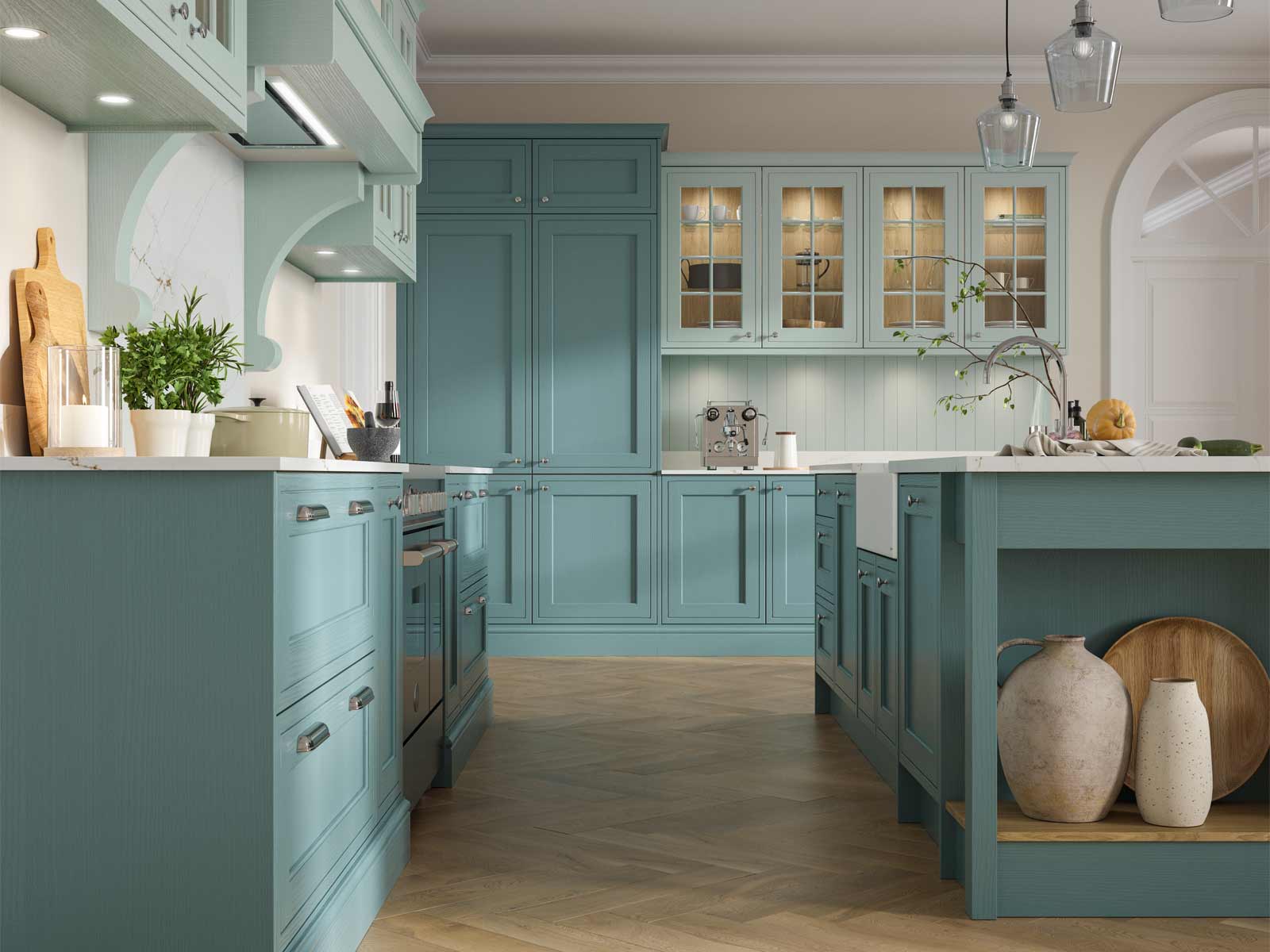 A turquoise kitchen for cooks with a seasonal colour analysis spring palette