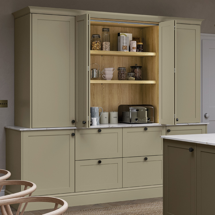 An all-purpose cupboard for a bread bin and tea and coffee cannisters