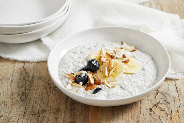 Porridge with berries sourced from a kitchen dresser