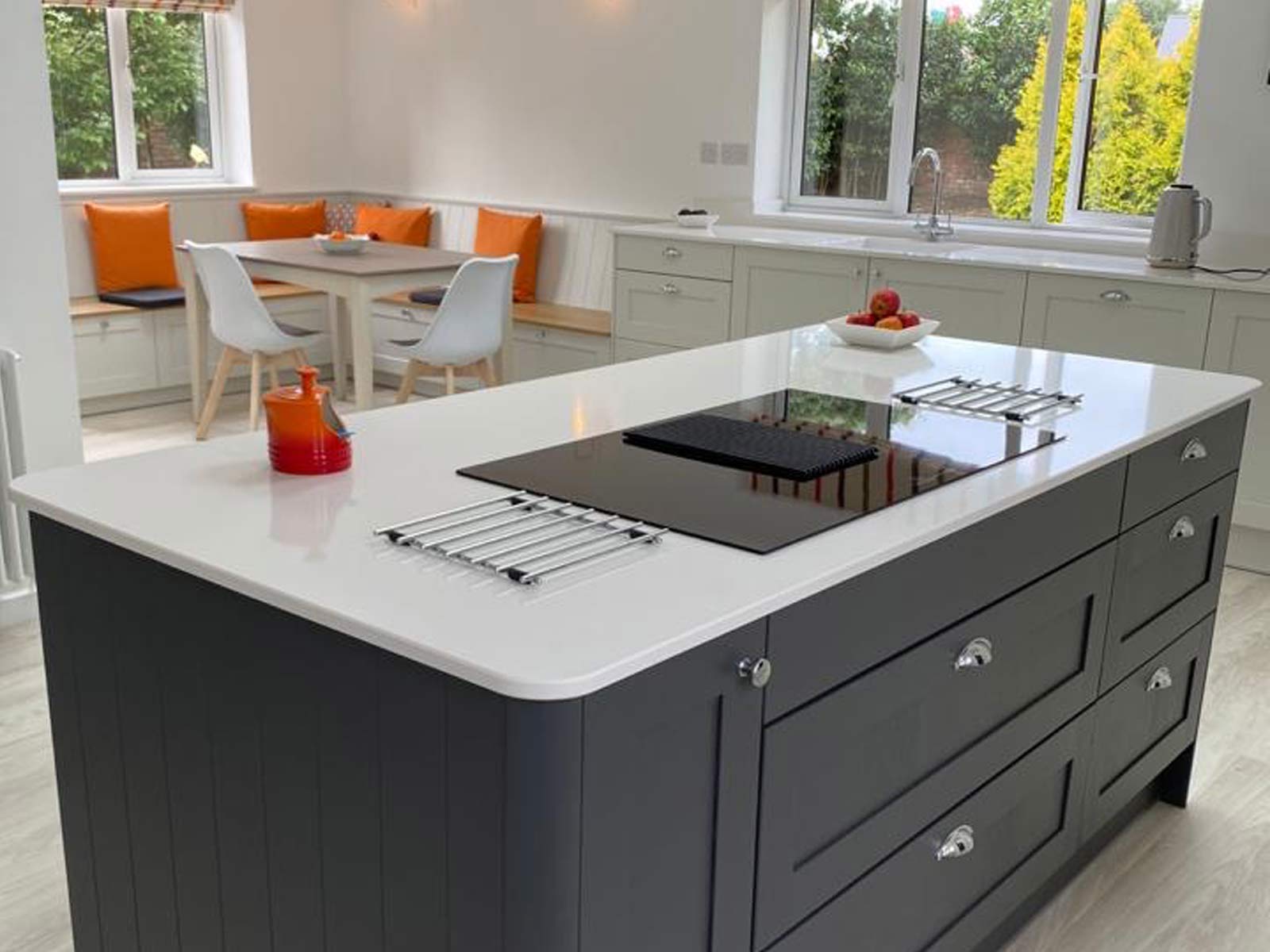 Kitchen dining idea for corner space behind a kitchen island