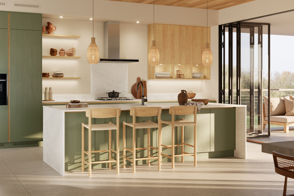 A Nordic kitchen with Scandi kitchen lighting