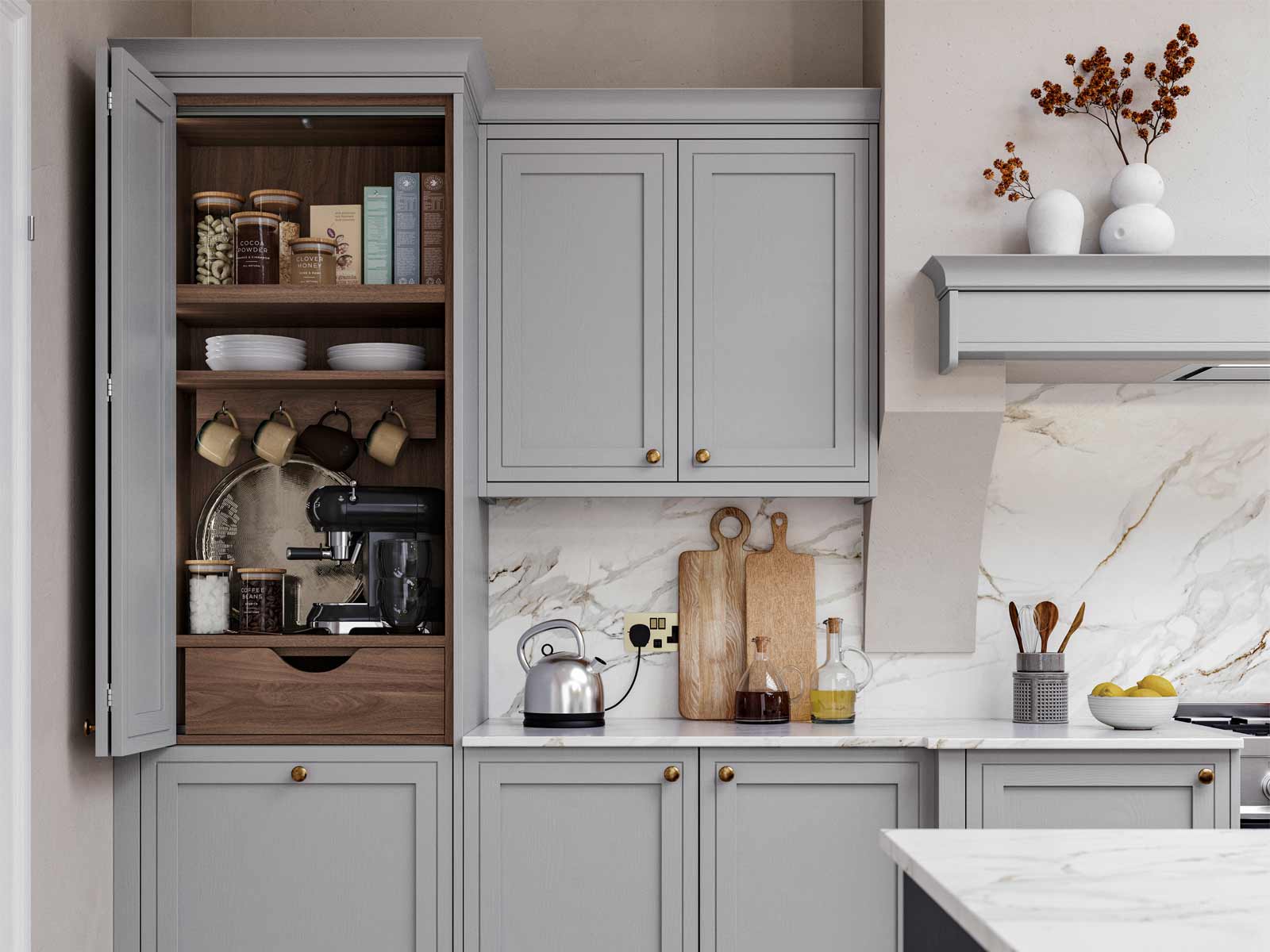 A Victorian kitchen with modern faux in-frame doors