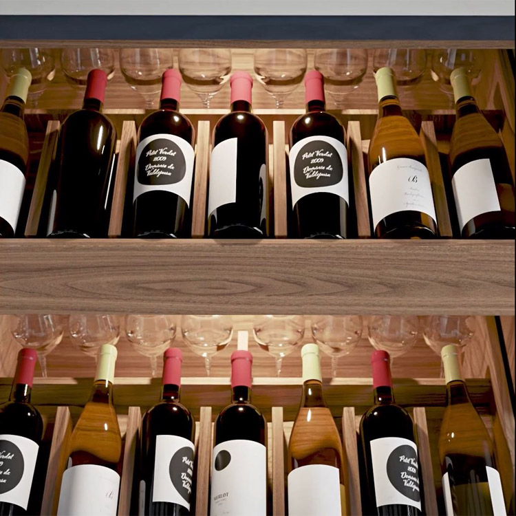 A wine drawer insert for a kitchen cabinet