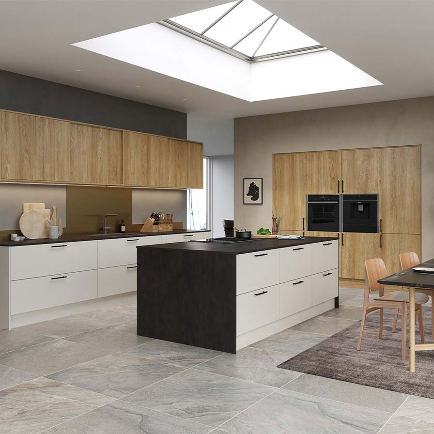 Grey and Oak Modern Scandi Kitchen