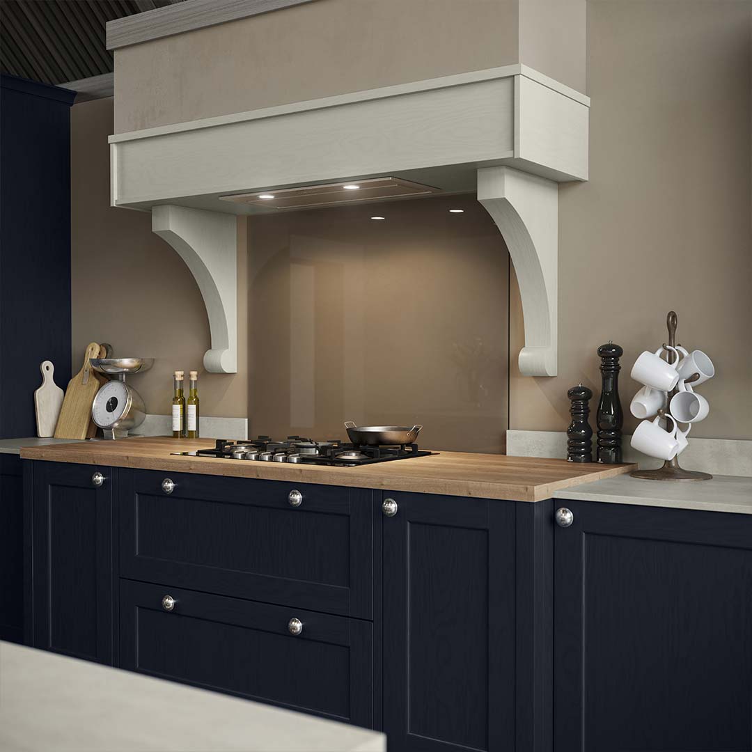 Traditional mantle in a modern traditional kitchen